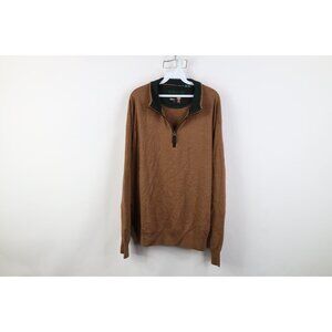 Vtg Orvis Mens XL Blank Merino Wool Ribbed Knit 1/4 Half Zip Pullover Sweater
